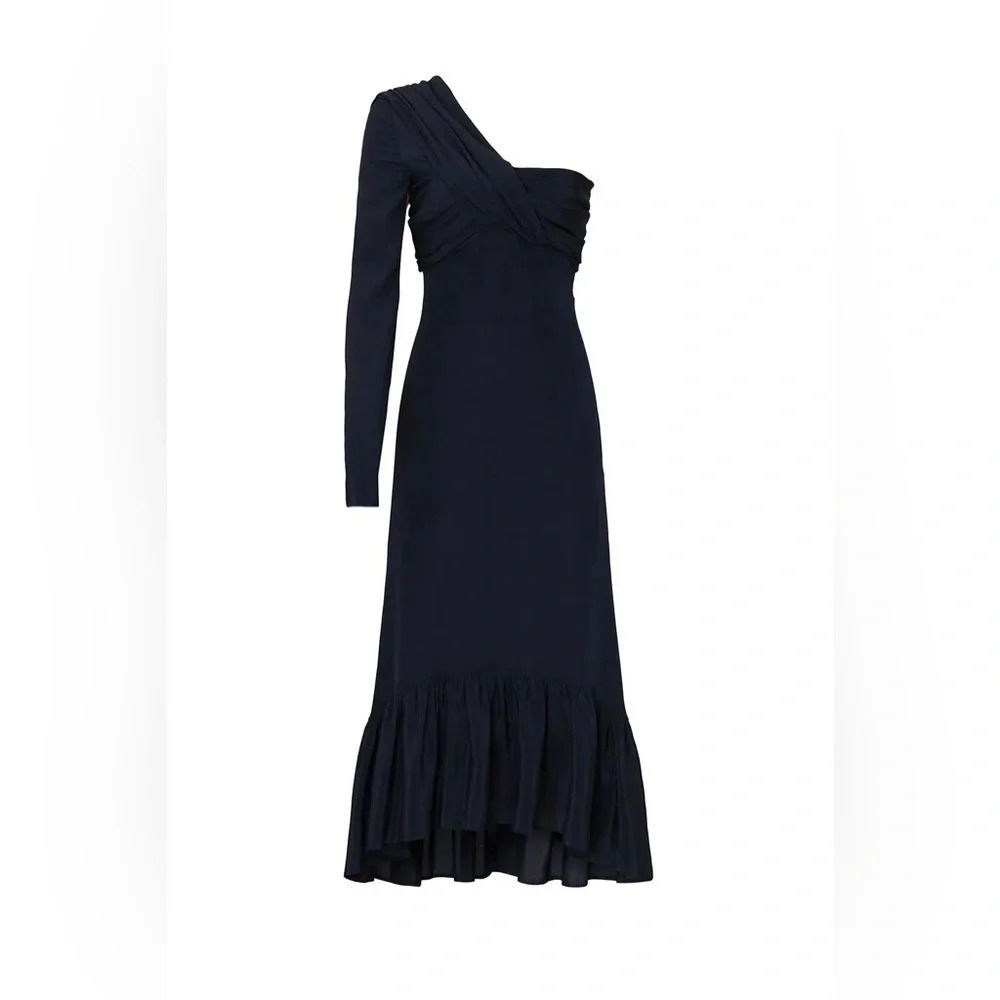 Rokh - Navy Blue One Shoulder Long Sleeve Dress - Size 36